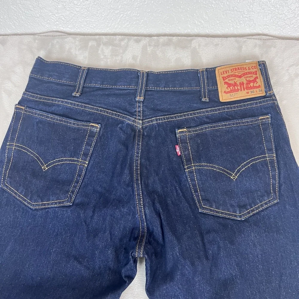 Levis 517 Jeans Mens 36x34 Blue Denim Bootcut Workwear Western Americana Casual